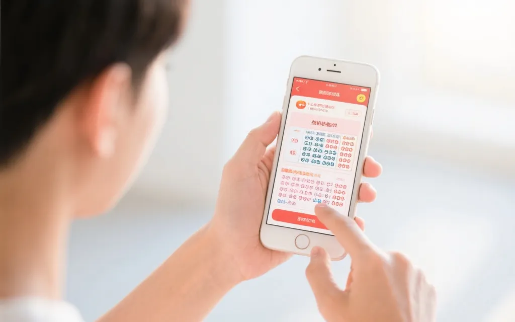 彩民在手机上安全查询开奖信息，界面简洁明了